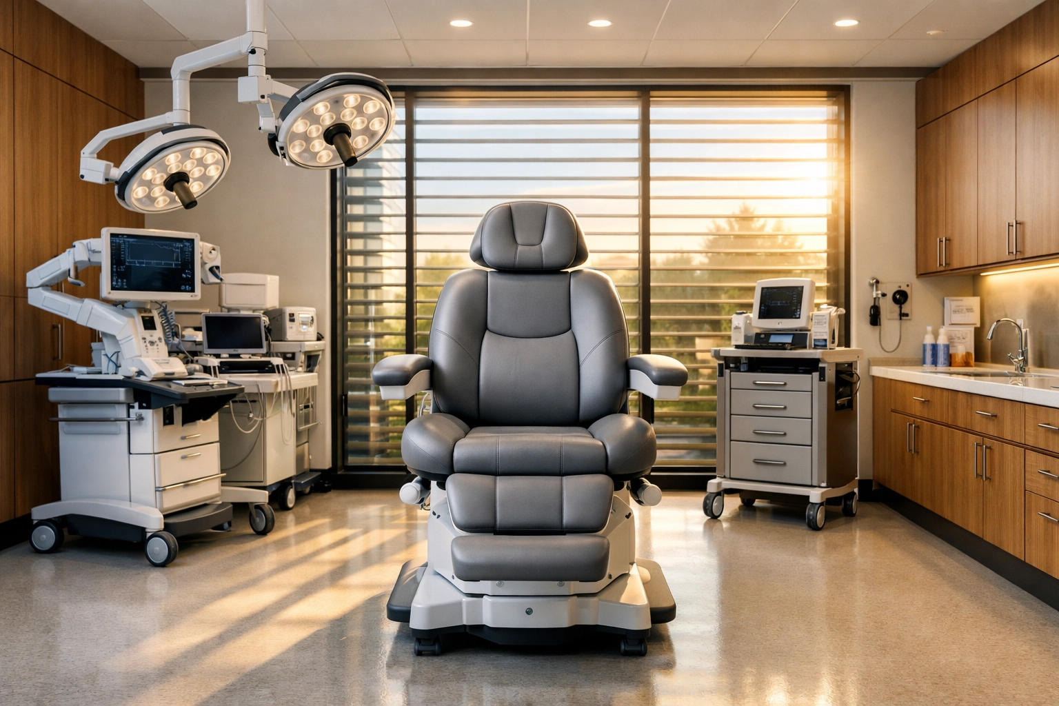 Modern medical exam room equipment funded by a loan for a medical clinic with bad credit.