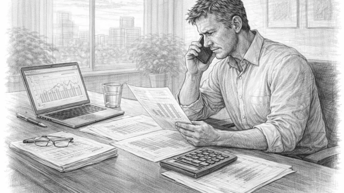 Owner analyzing financial statements for exit planning