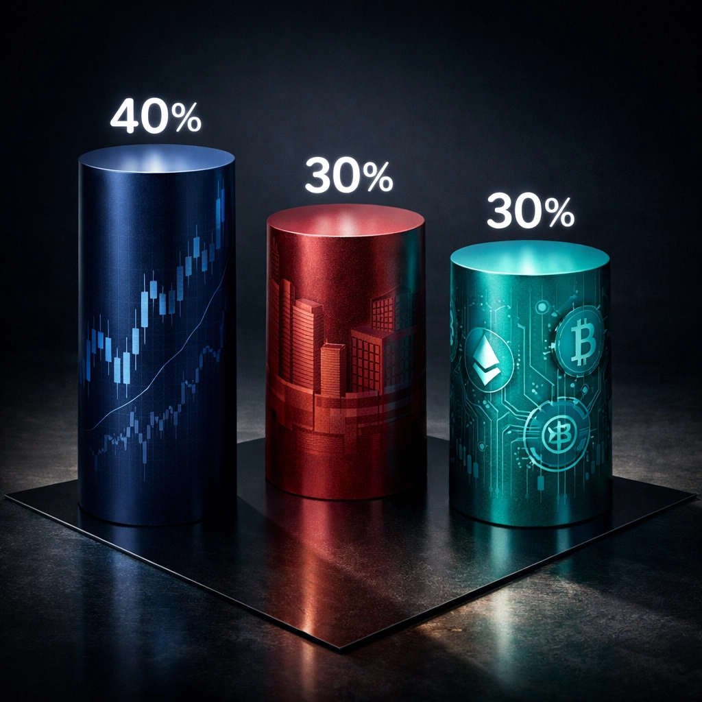 40/30/30 portfolio model showing diversified asset allocation for accredited investors