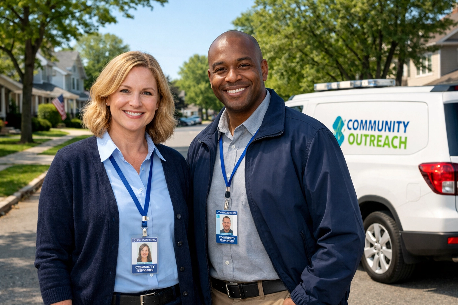 Reliable responders providing community emergency assistance and disaster relief in a New Jersey neighborhood.