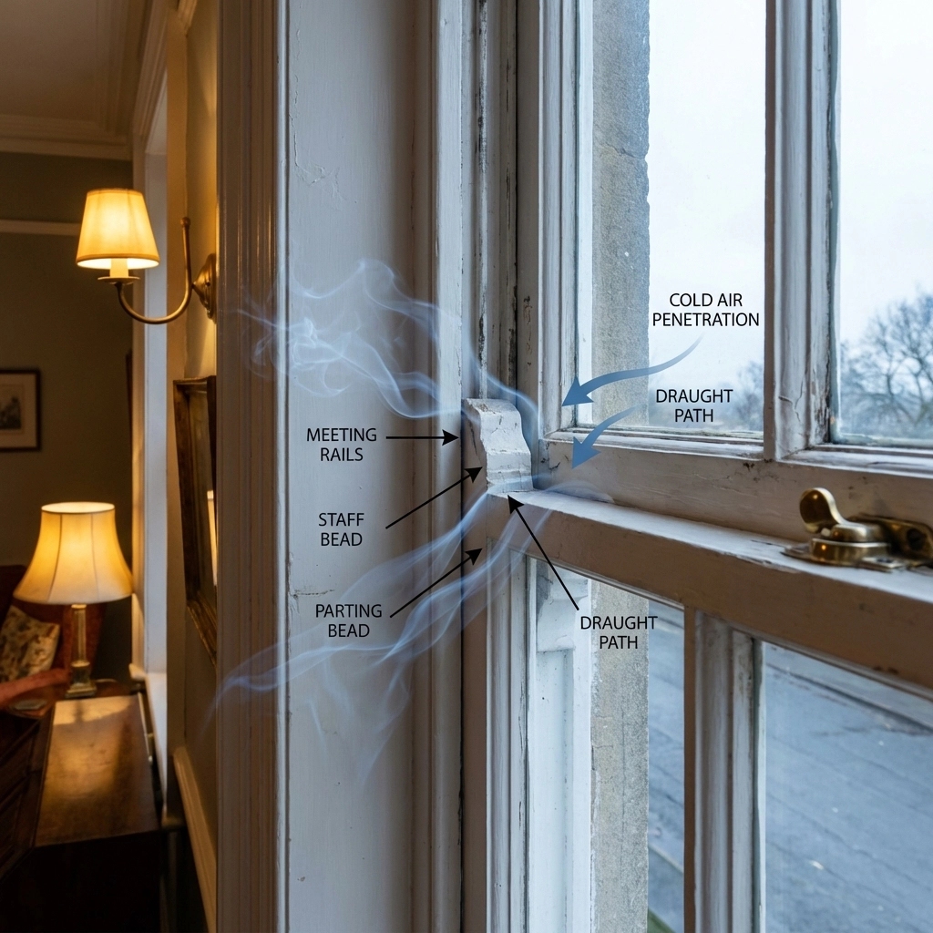 Victorian sash windows with secondary glazing installed