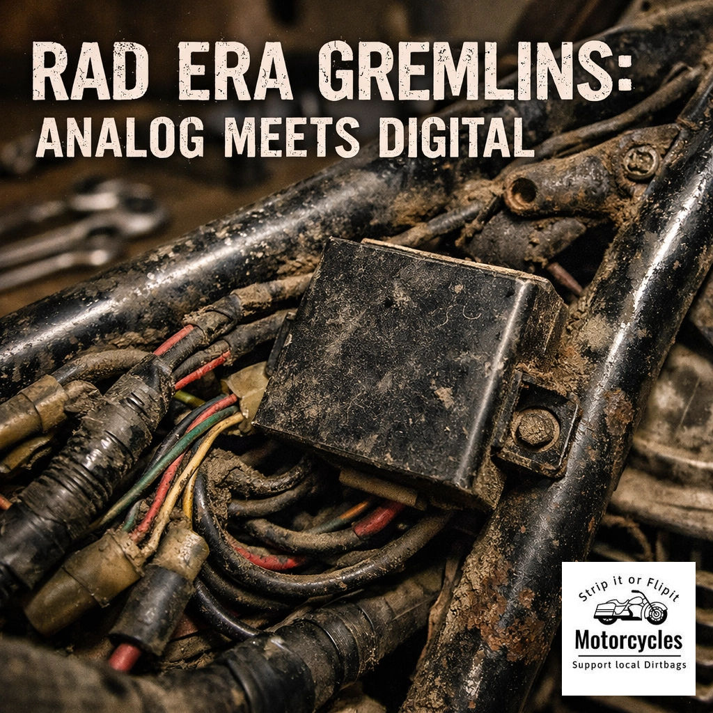 Motorcycle wiring and electrical components exposed