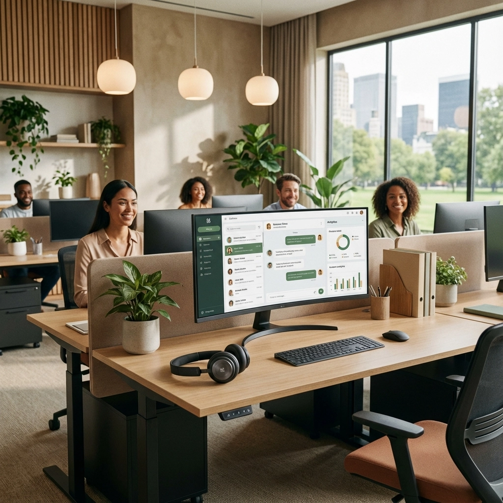 Customer service representative helping a client