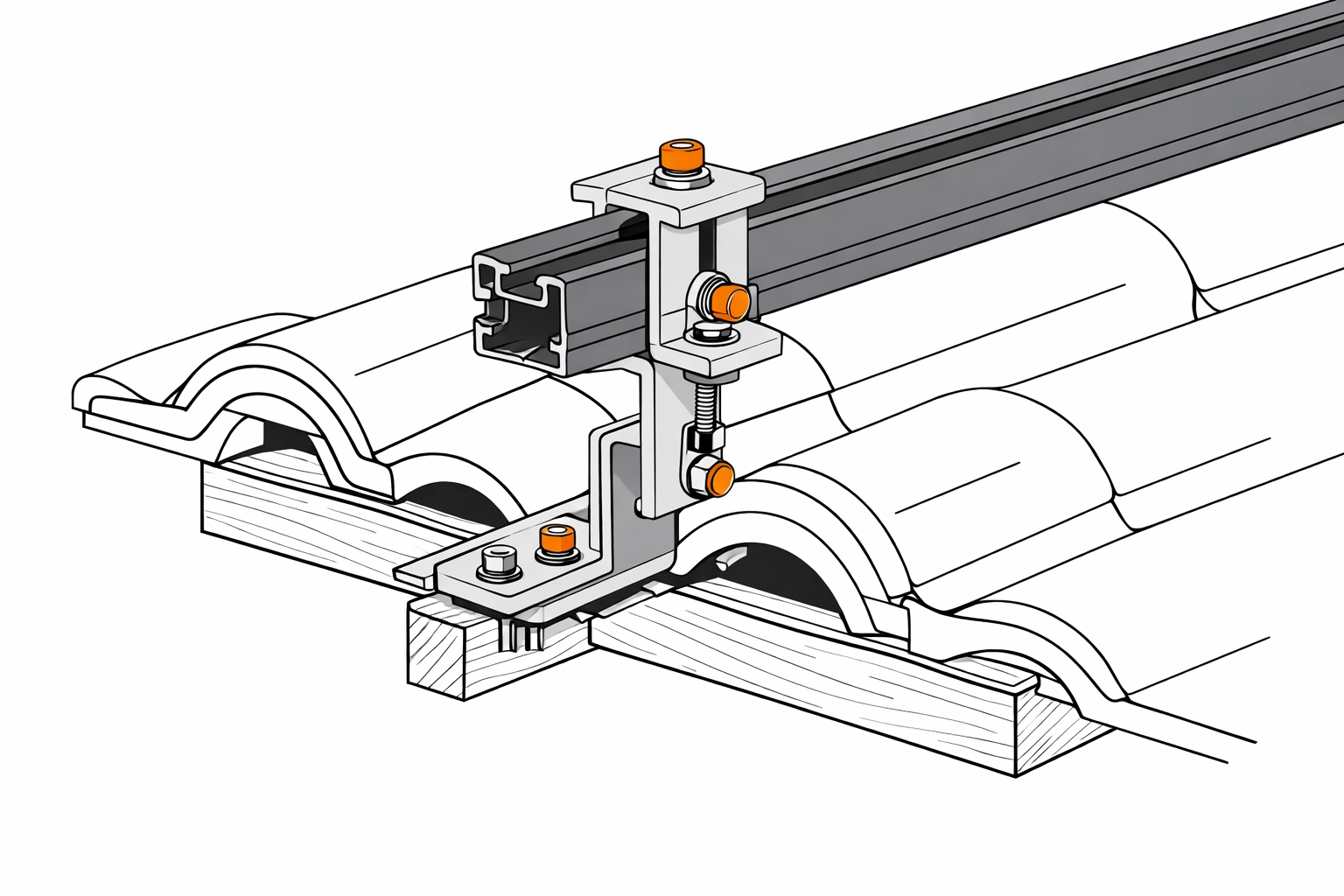 Technische Illustration der Dachmontage und Profile für eine PV-Anlage in Wien.