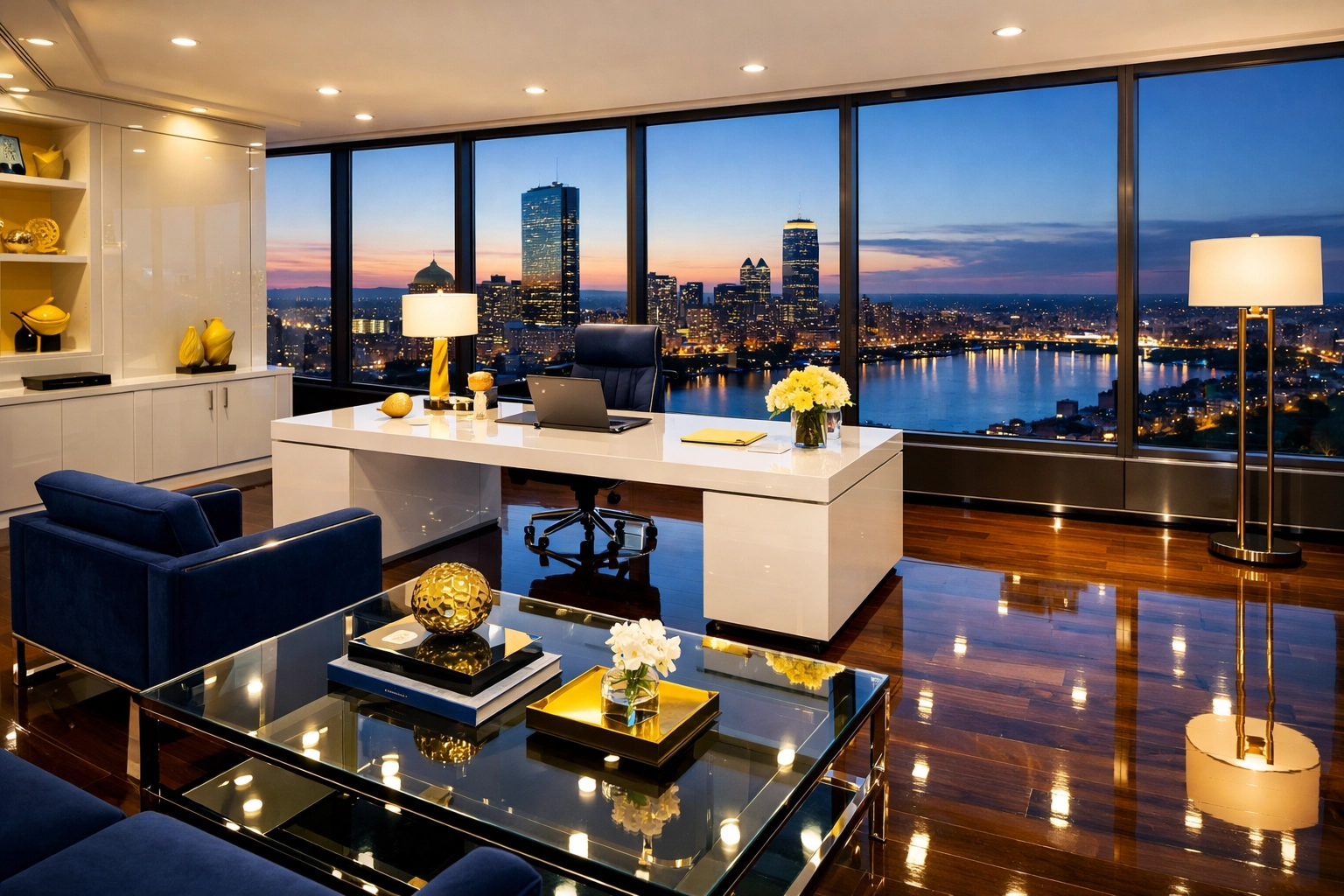 Spotless luxury executive office in Massachusetts featuring elite results from janitorial services.