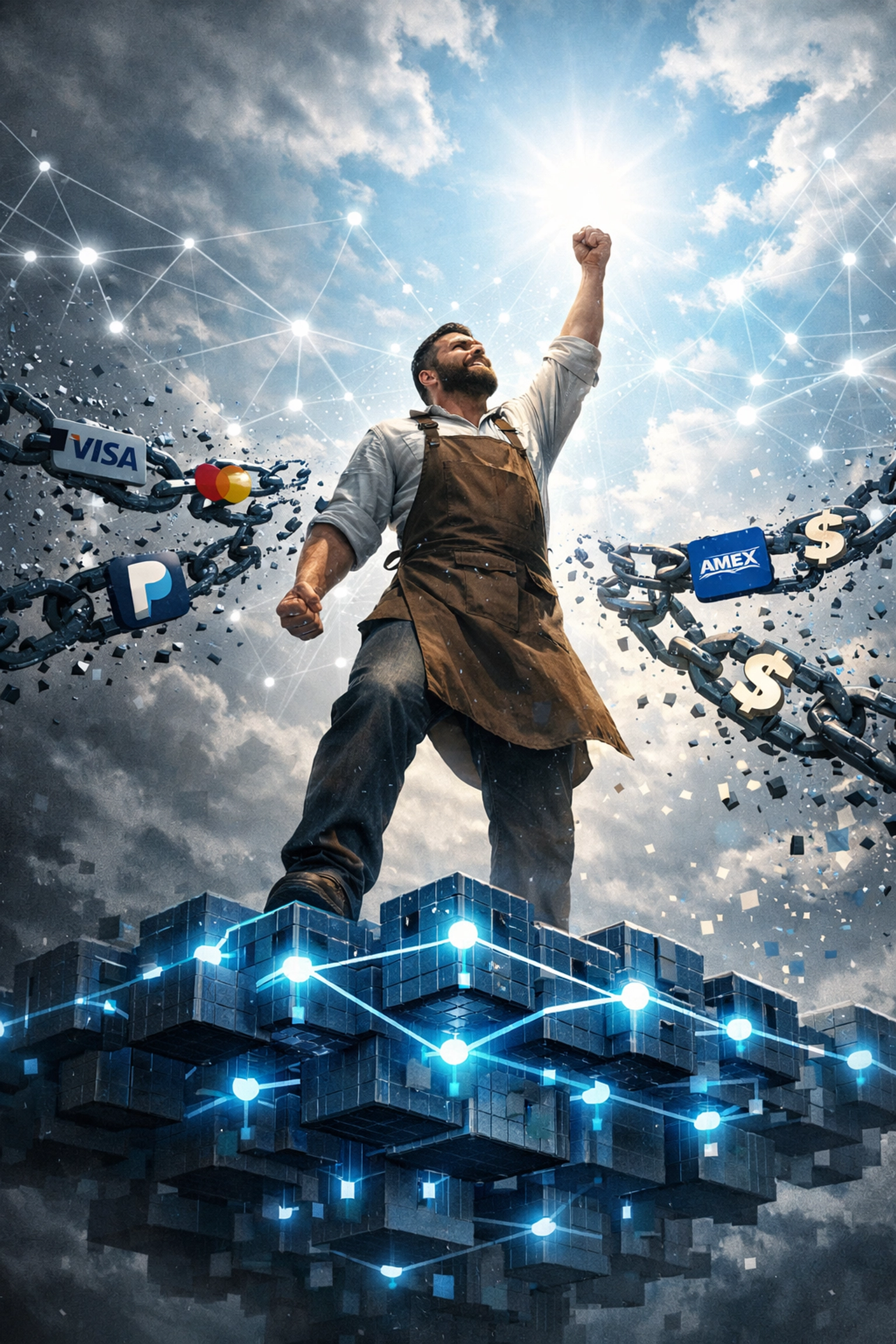 Merchant gaining independence from traditional payment processors through decentralized crypto payments