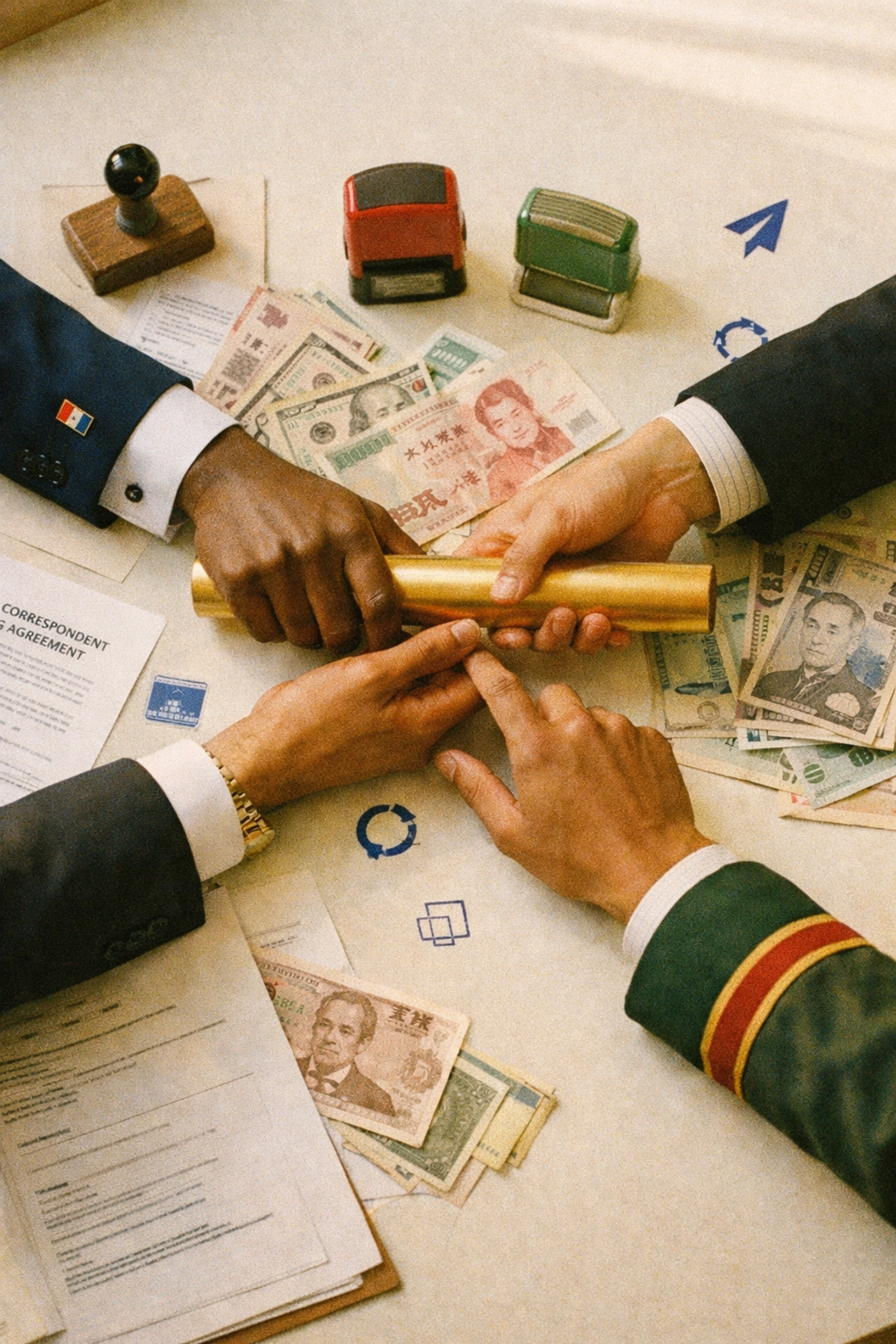 Correspondent banking chain with multiple intermediary banks