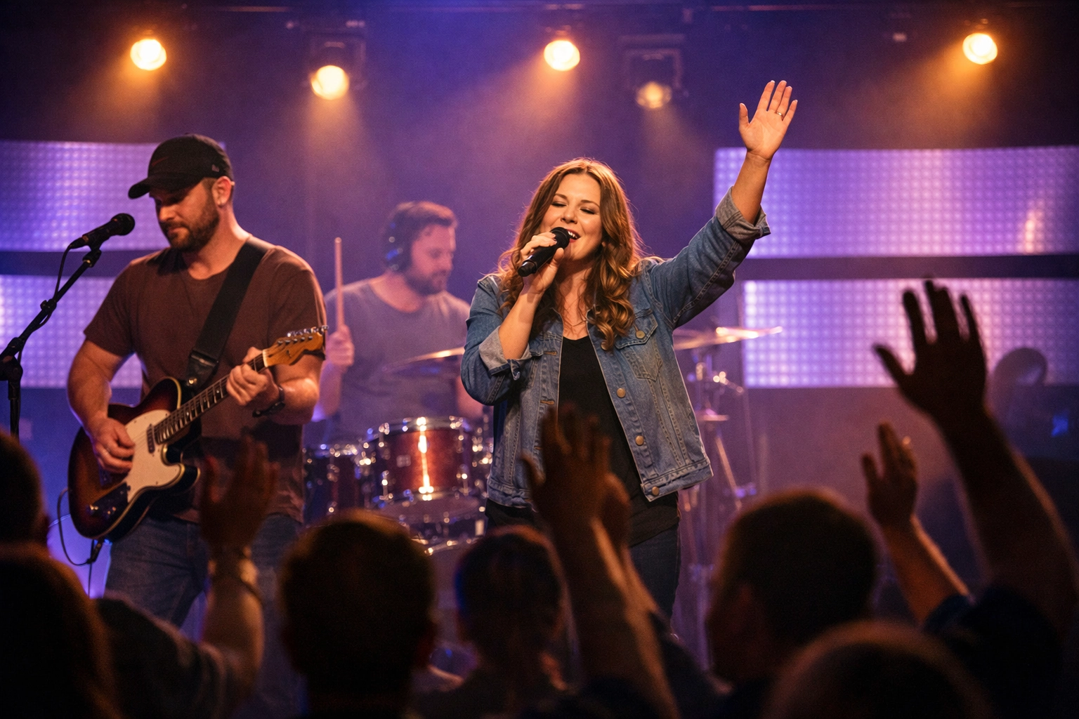 Modern worship band leading contemporary service at Local Church Gathering in Smithville TN Modern worship band leading contemporary service at Local Church Gathering in Smithville TN