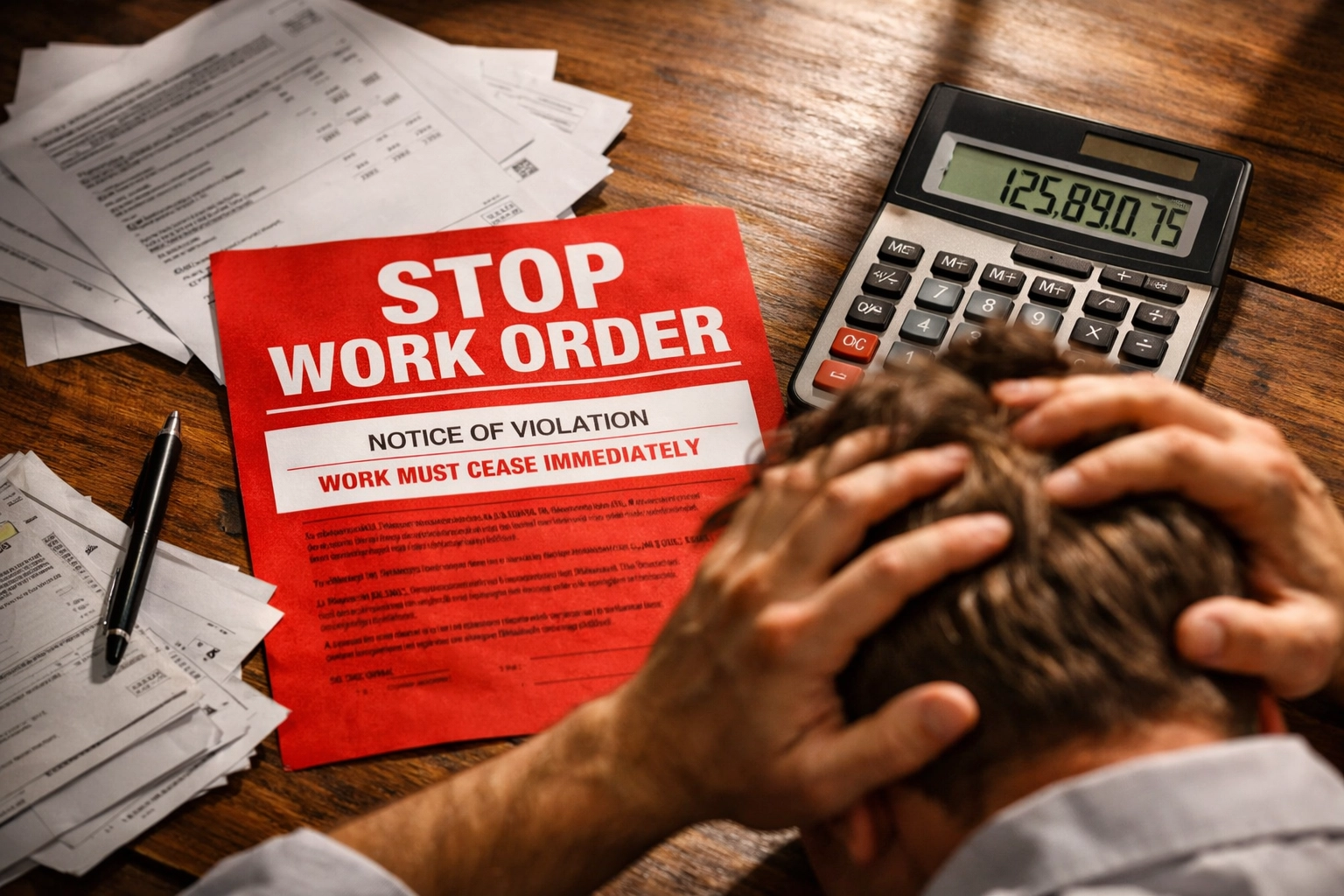 Stop work order document showing penalties for missing workers comp insurance in MA