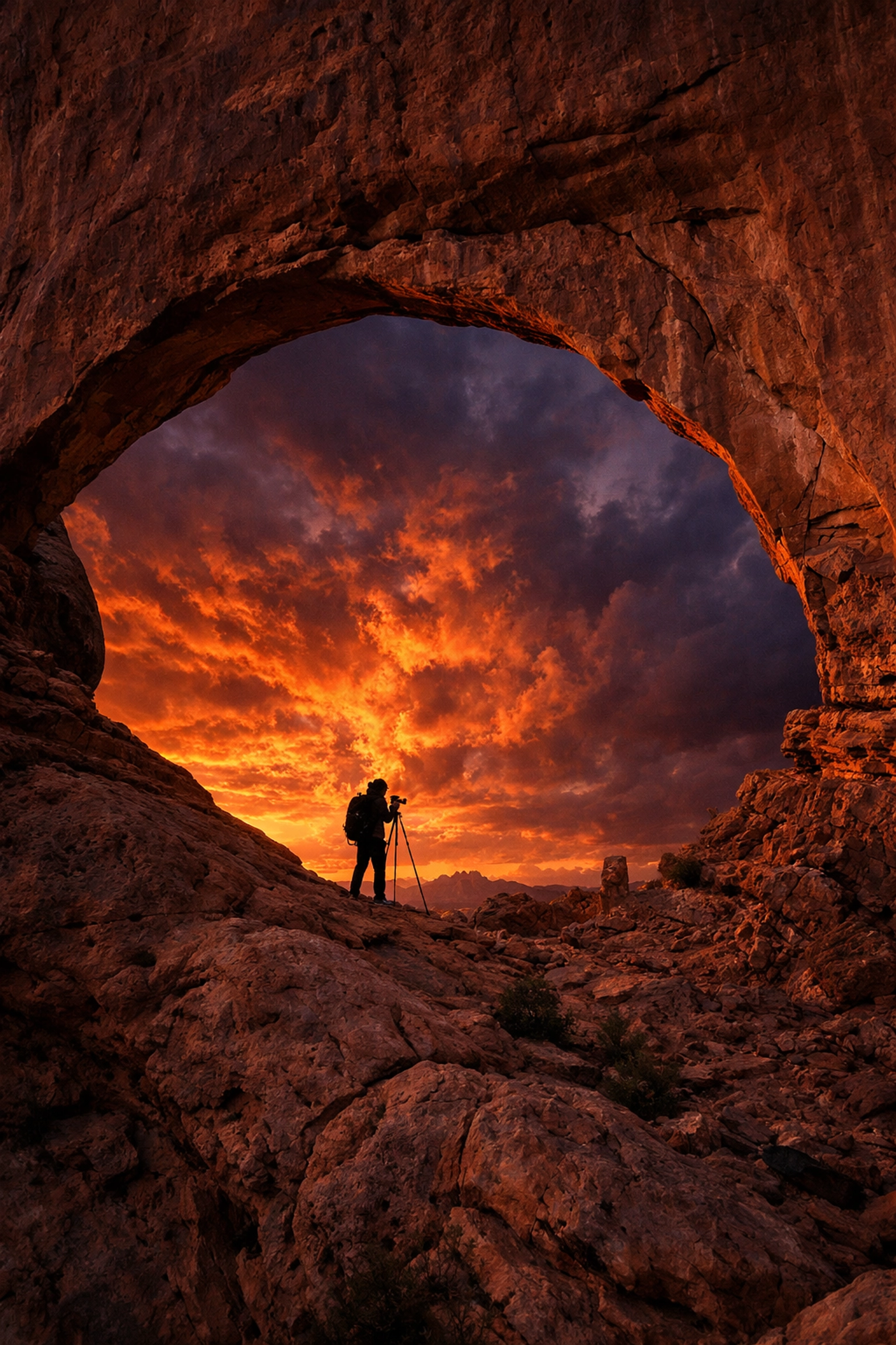 Professional photographer at Arches National Park capturing high-quality images ready for Pixel-Shrink optimization.