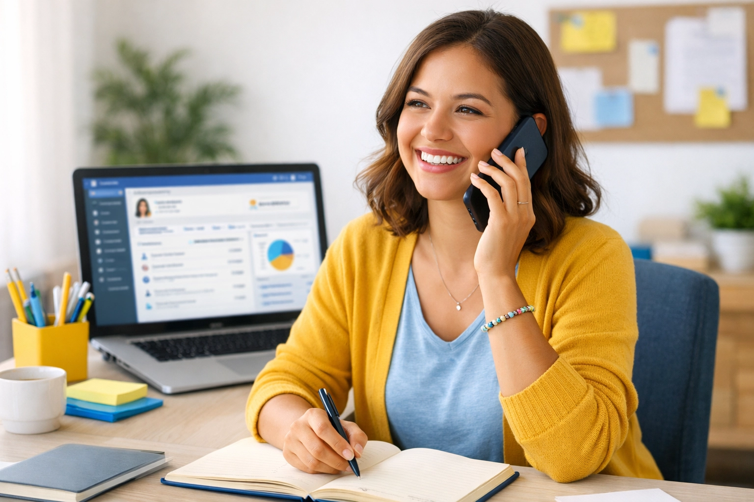 Nonprofit fundraiser having personal phone call with major donor to build relationships
