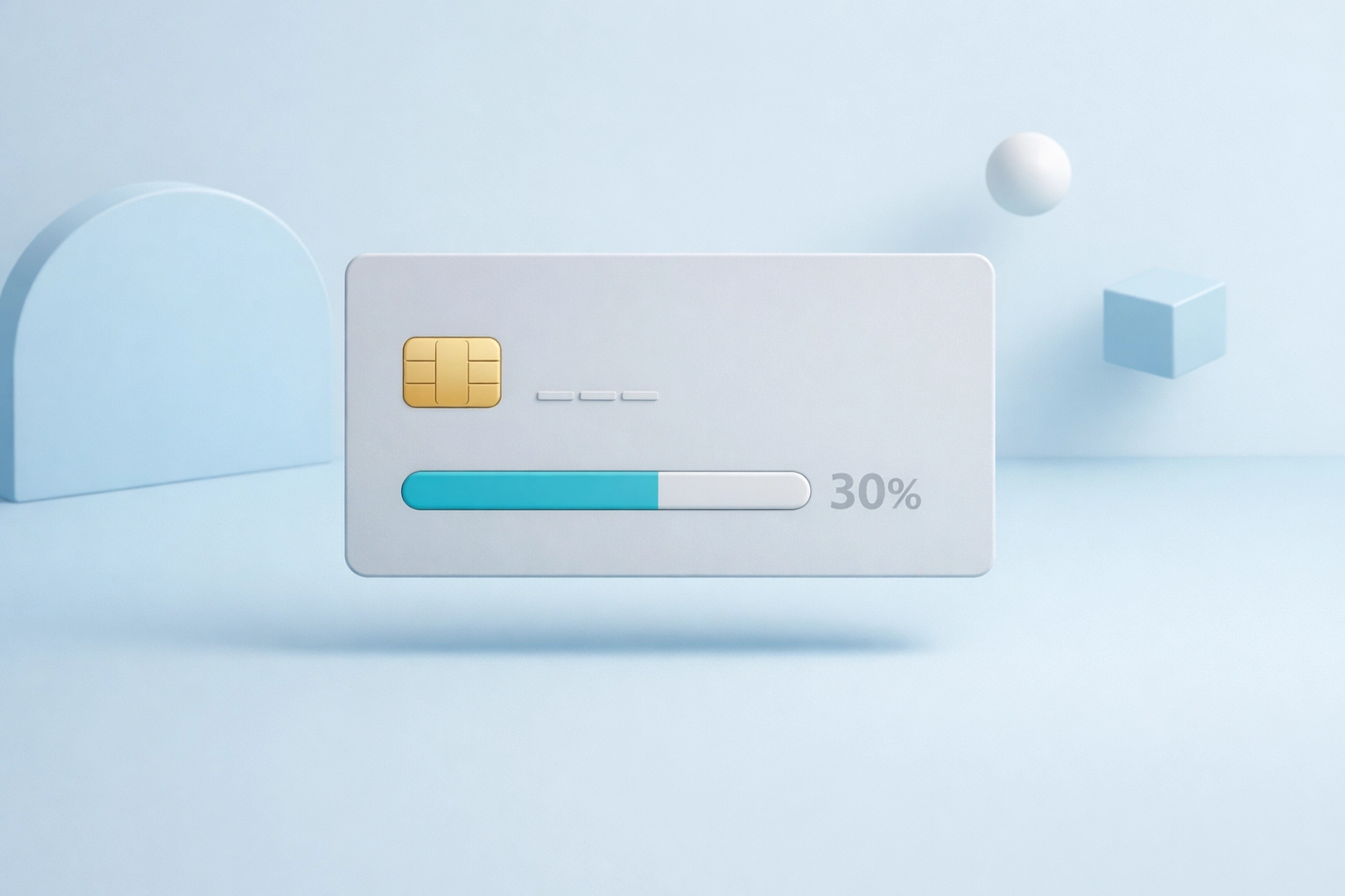 Tarjeta de crédito mostrando uso óptimo del 30% para mejorar score de crédito