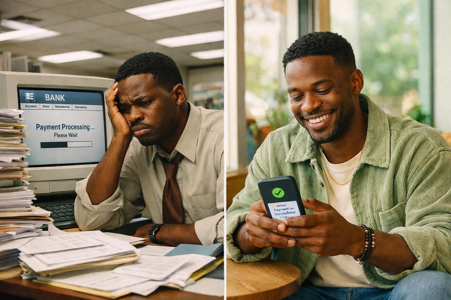 Traditional bank payments vs instant stablecoin transfers