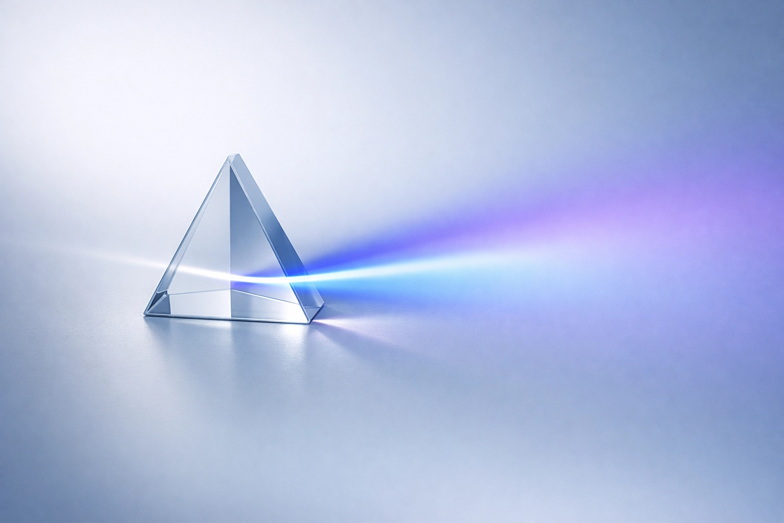 A glass prism splitting light to visualize the balance and growth of modern AI productivity tools.