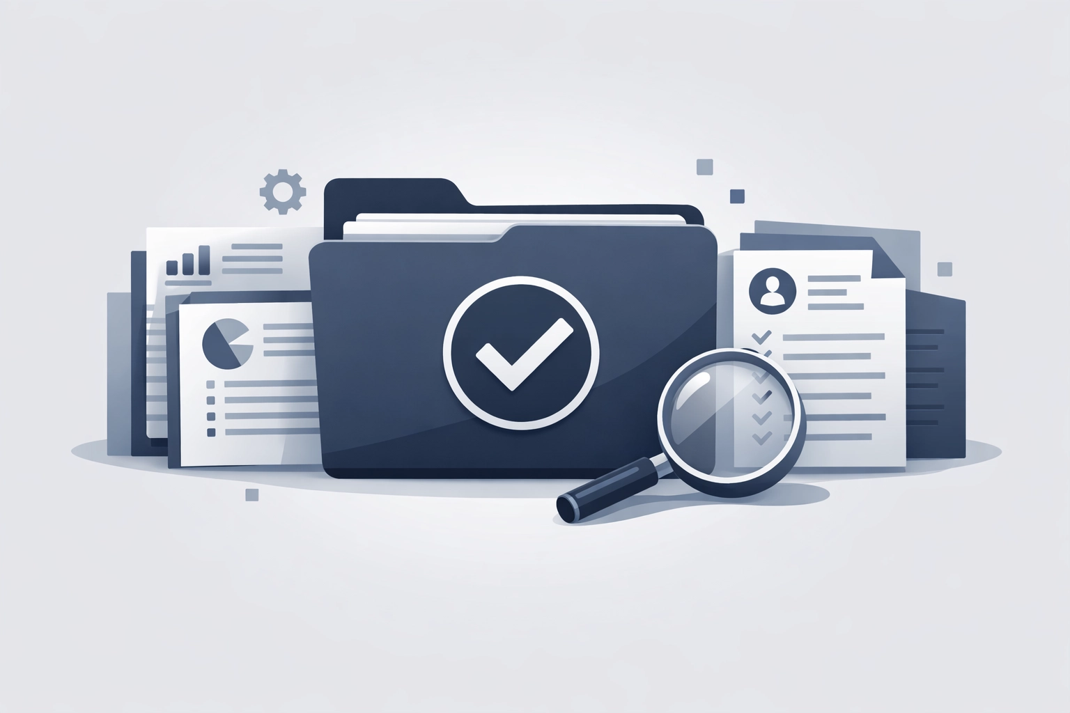 Digital folder and magnifying glass illustrating tax record-keeping for Connecticut filing requirements.