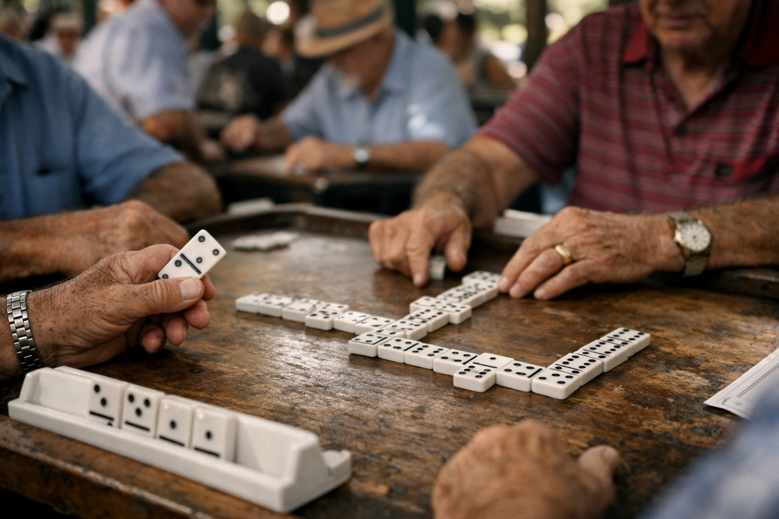 Locals playing dominos at Maximo Gomez Park in Little Havana, an iconic Miami hidden gem on Calle Ocho.