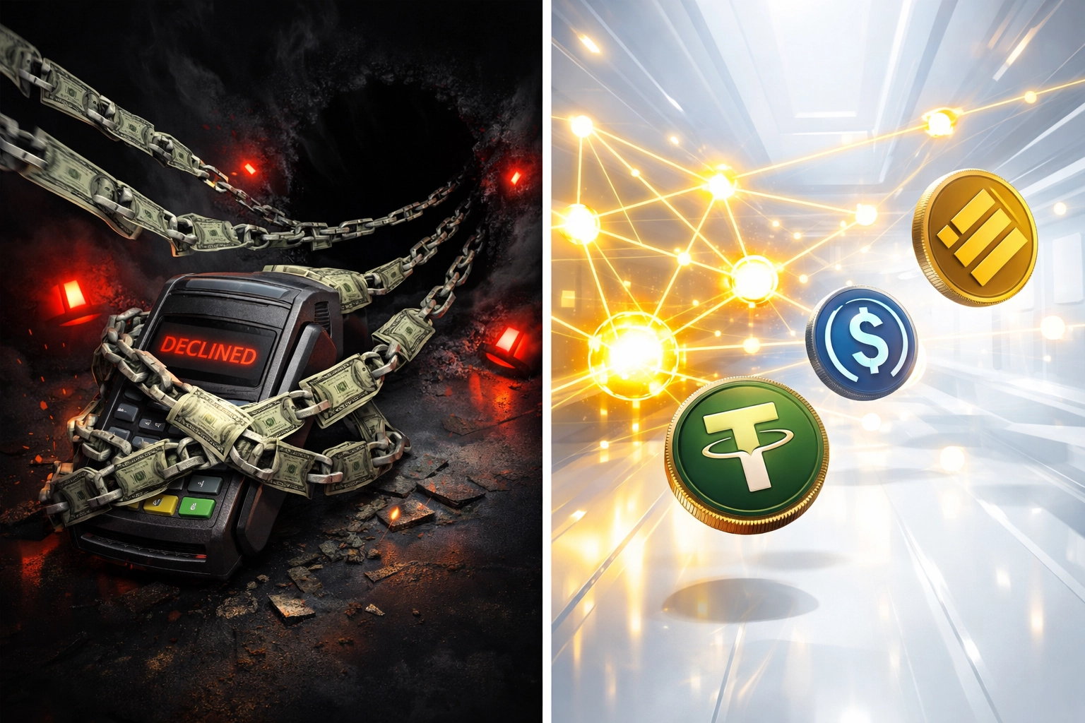 Traditional credit card processing fees versus Web3 blockchain payment network comparison