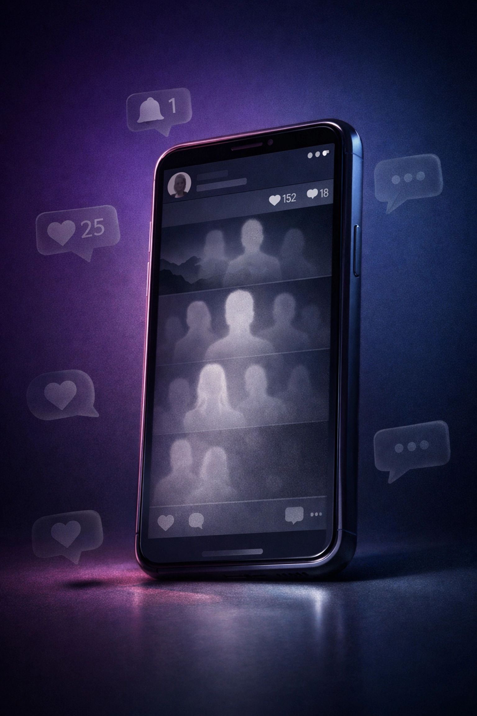 Illustration shadow banning - posts réseaux sociaux devenant invisibles à cause des algorithmes