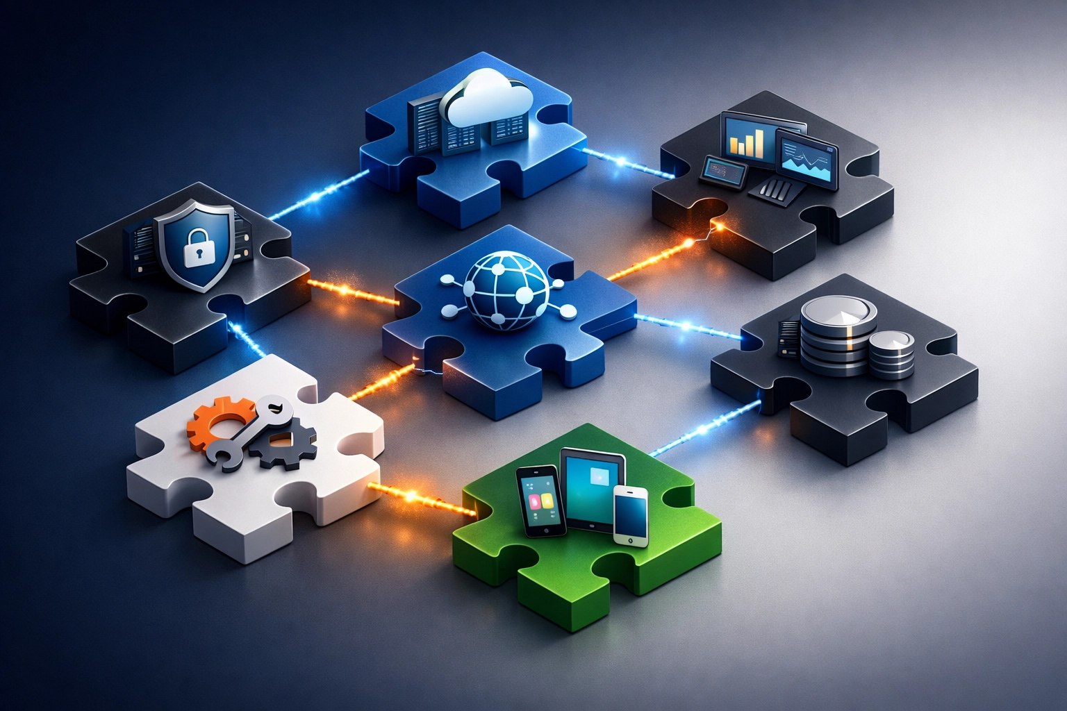 ServiceNow ITOM integration complexity showing interconnected enterprise systems and platforms