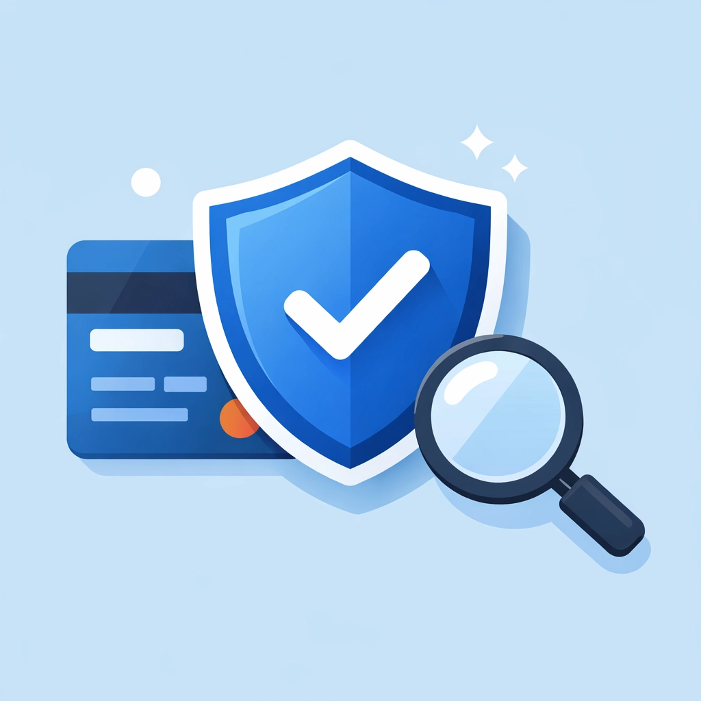 Escudo protector sobre tarjeta de crédito representando la reparación de crédito segura.
