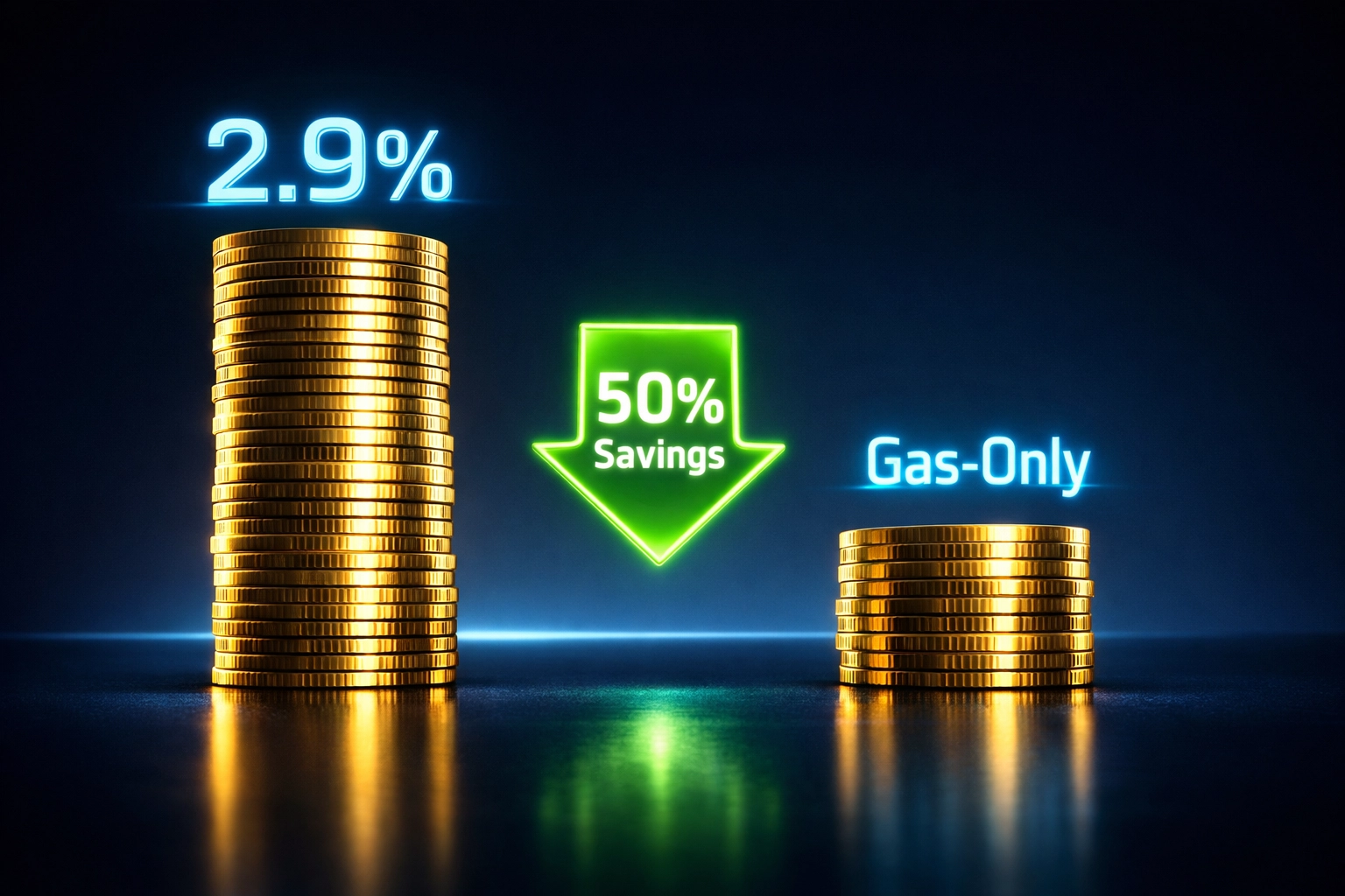 Larecoin 50% payment fee savings comparison versus traditional merchant processing costs