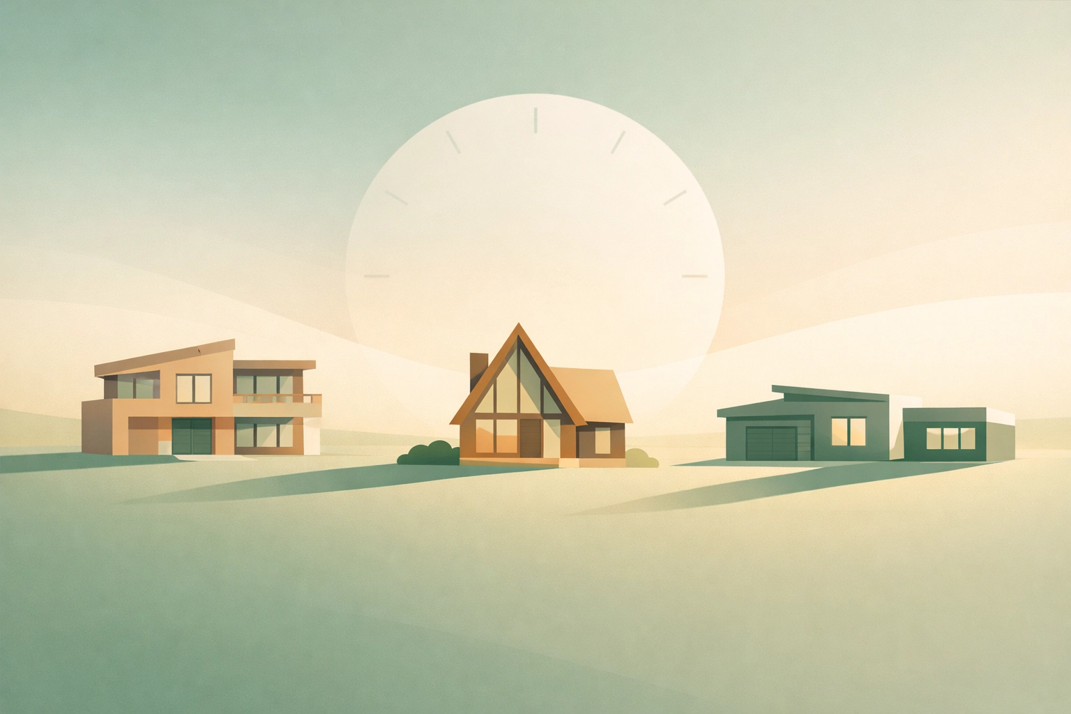 Minimalist house designs illustrating a balanced Spokane real estate market with diverse home options.