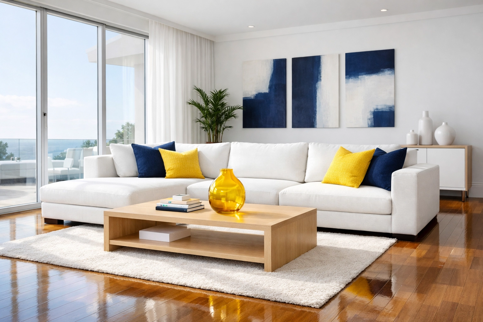 Clean modern living room showcasing the benefits of a bi-weekly professional house cleaning schedule.