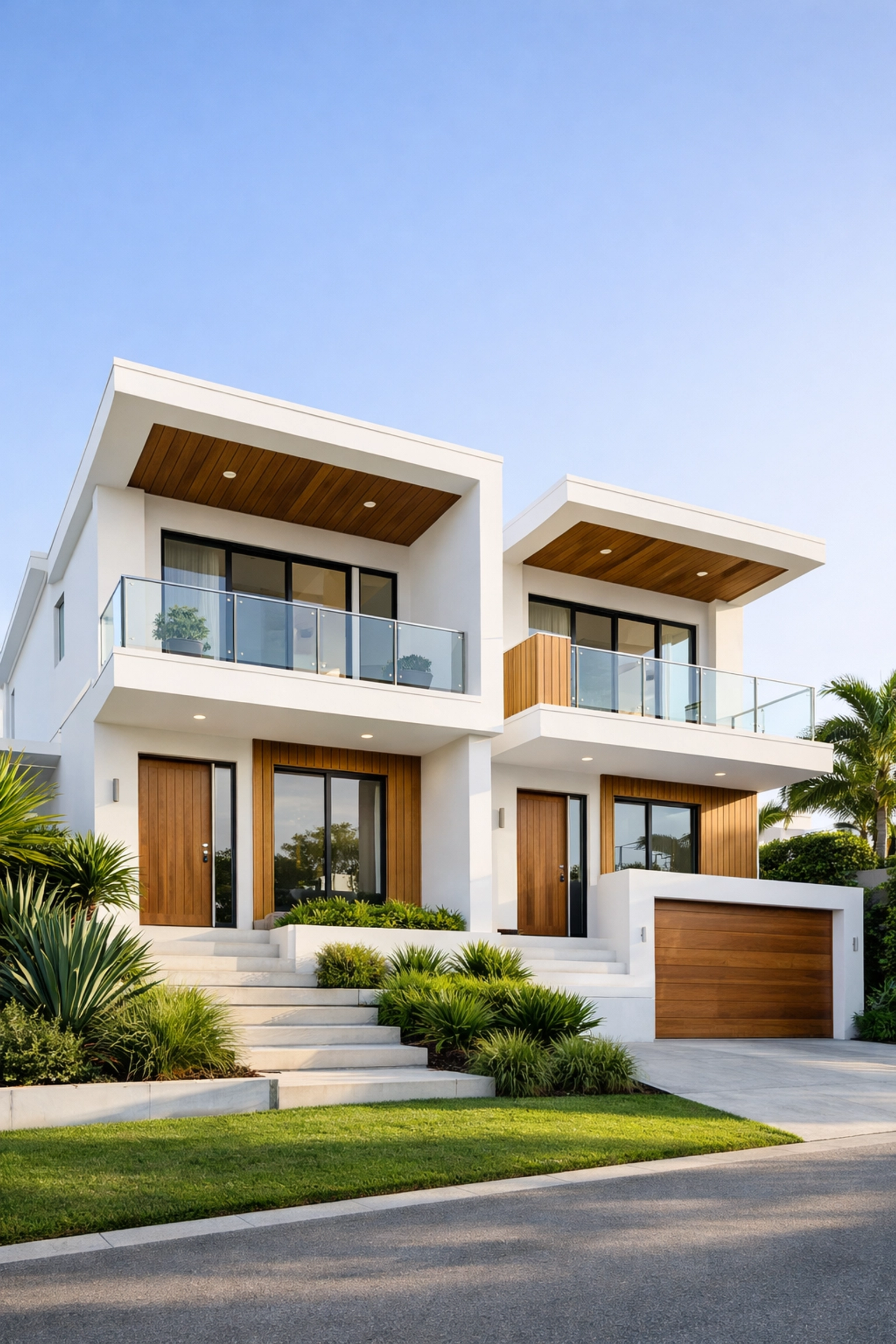 A modern architectural duplex representing a high-performing rental property for cash flow financing.