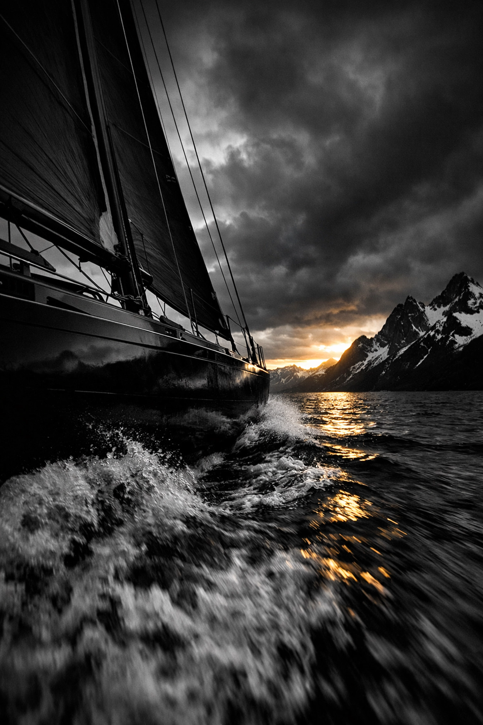 A sleek sailboat in glacial waters representing experiential travel and high-end curated journeys for professionals.