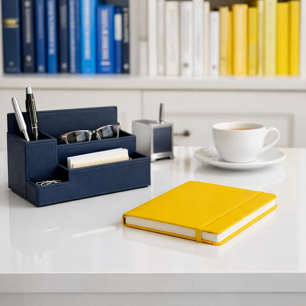 Organized and dust-free home office in a luxury Boston apartment reflecting professional cleaning standards.