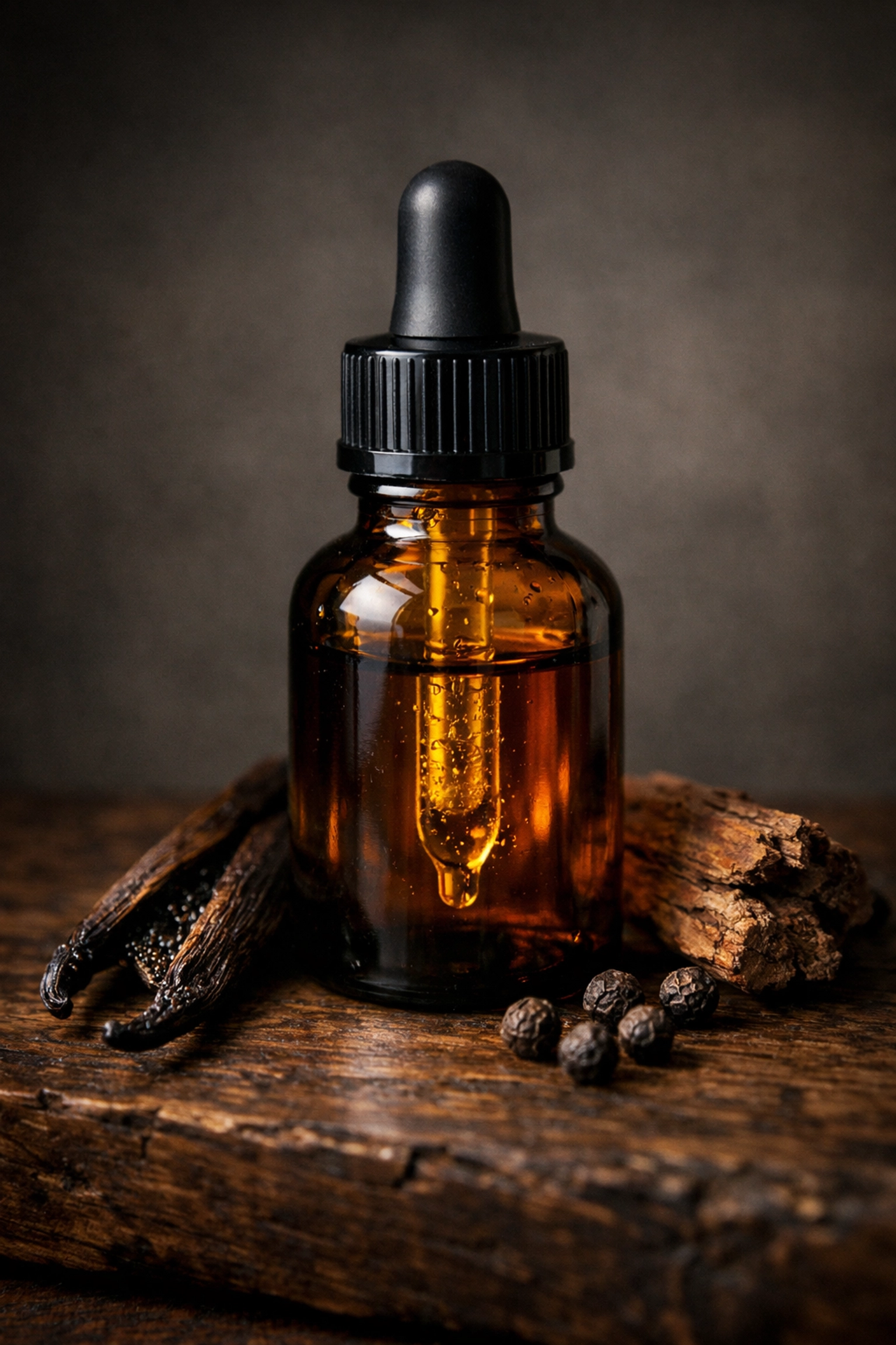 Premium beard oil ingredients including sandalwood and vanilla for parfum extrait quality.