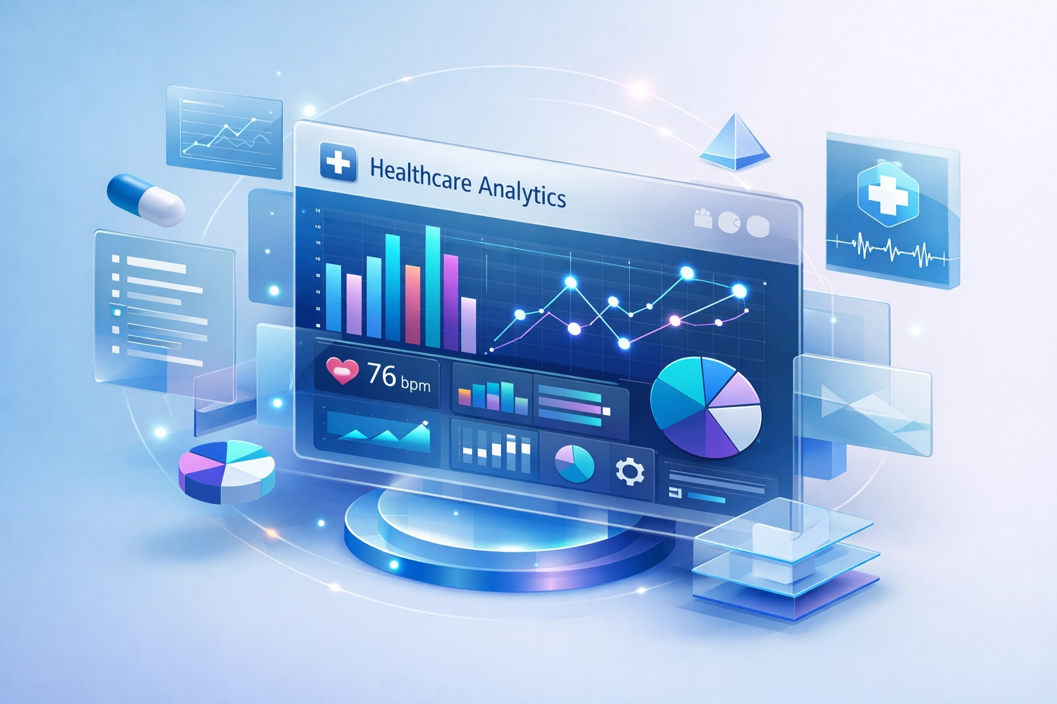 Healthcare analytics dashboard tracking patient acquisition costs and treatment center metrics