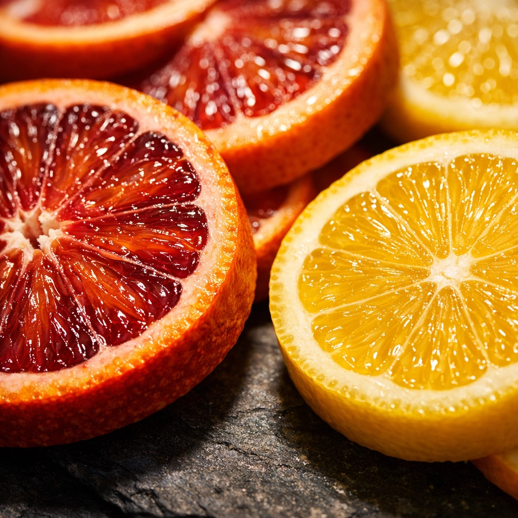 Vibrant citrus fruit under high-CRI LED lighting showing natural color accuracy.