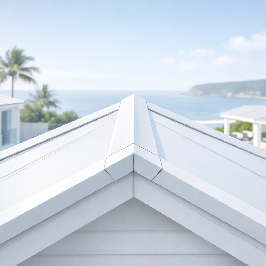 Watertight metal roof ridge on a modern Northern Beaches home provided by professional roofing Sydney experts.