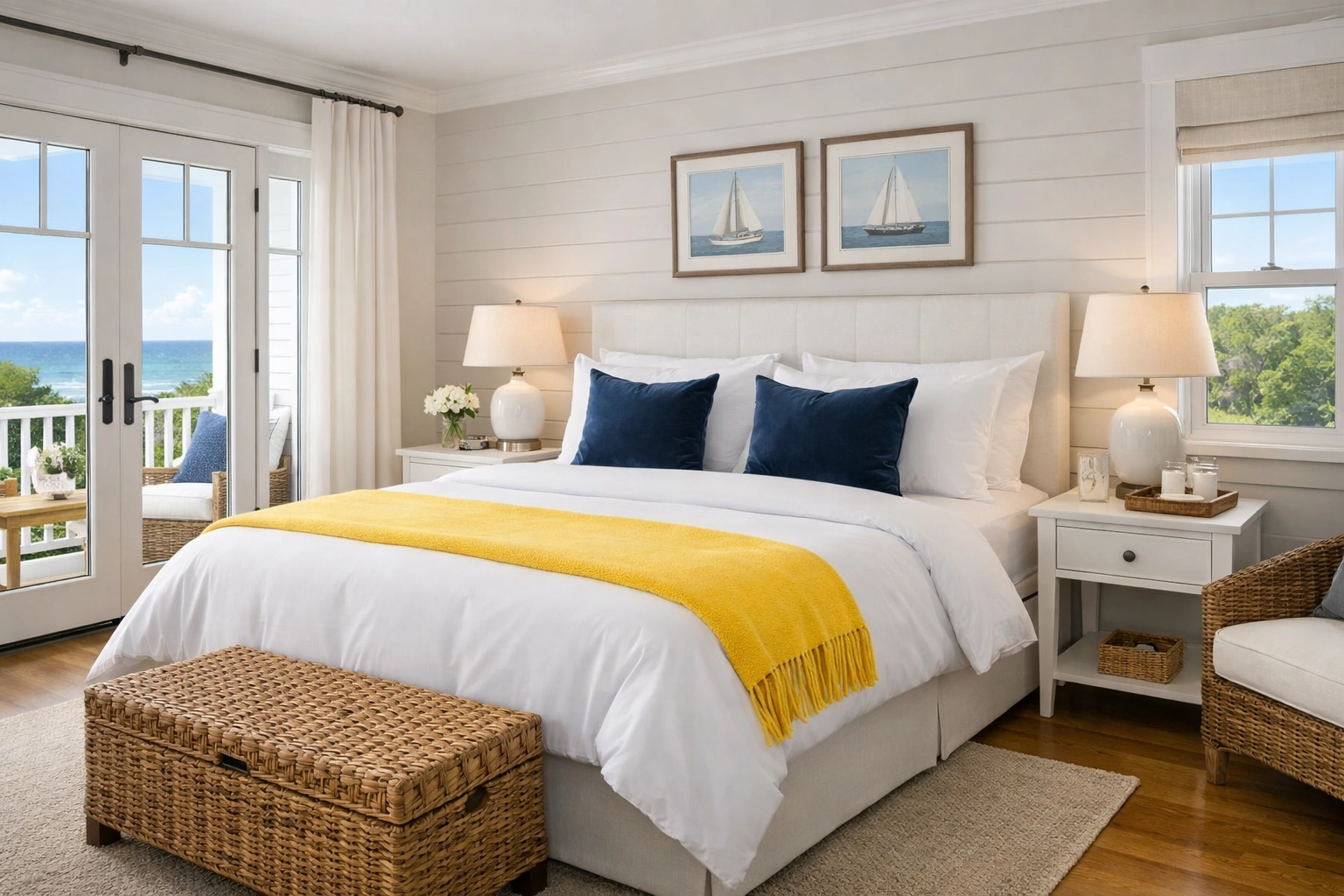 Professionally cleaned and staged vacation rental bedroom in Sandwich, MA ready for guests.