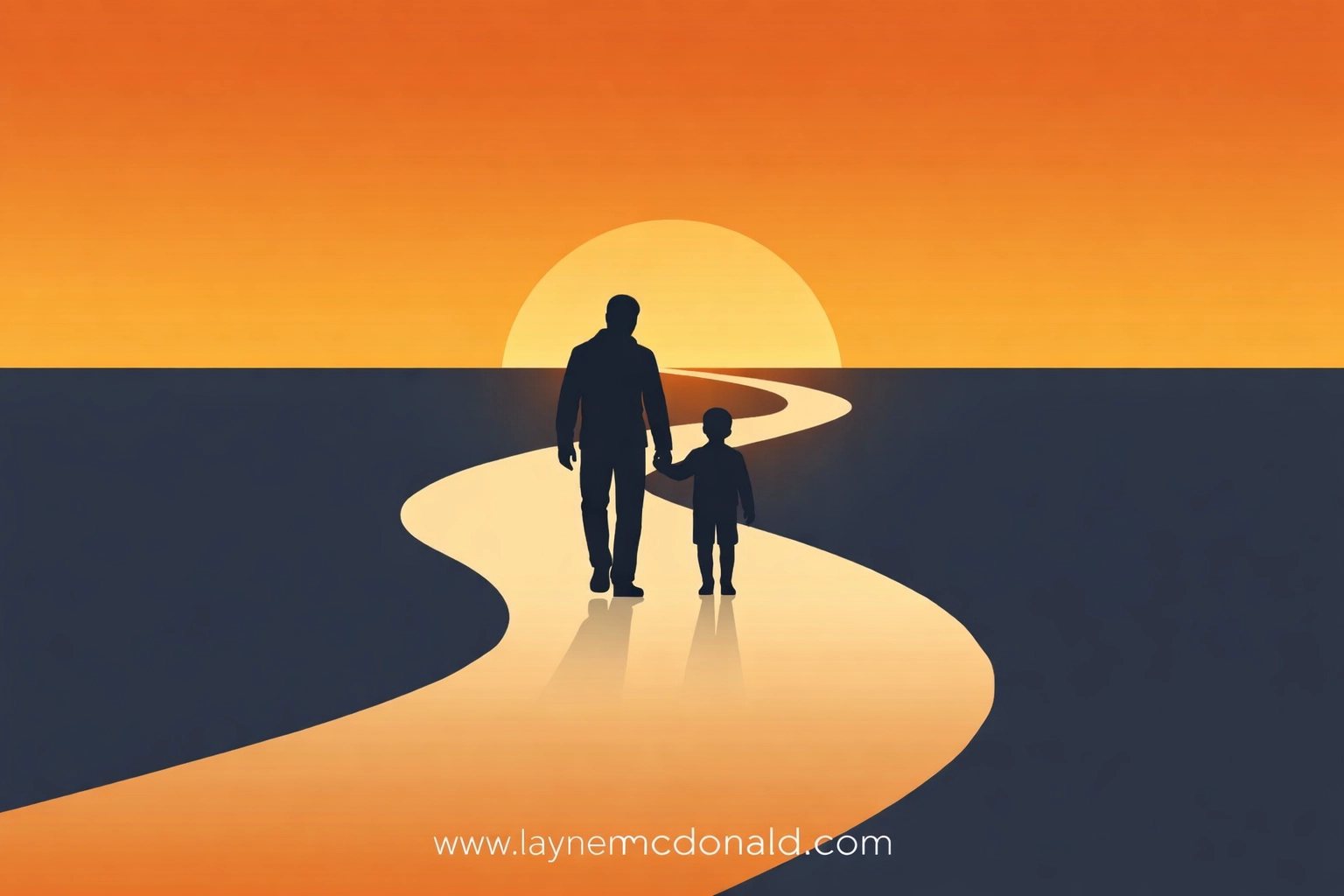 An adult and child walking together toward the light, symbolizing digital discipleship and mentorship.
