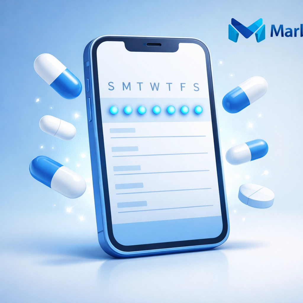 Weekly GLP-1 medication dosing schedule on smartphone with consistent dose reminders