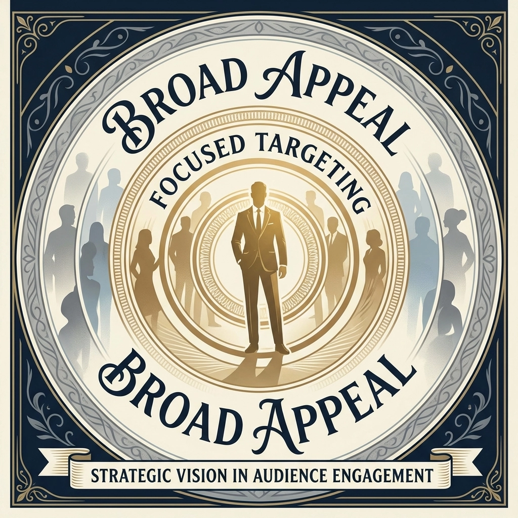 Graphic of a central business leader with “Broad Appeal” and “Focused Targeting,” illustrating why a business book needs a clearly defined audience.