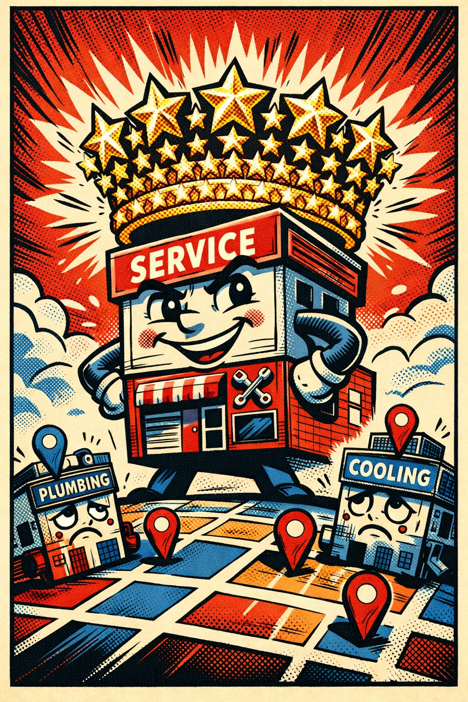 Local business crowned with 5-star reviews dominating competitors in Google local search rankings