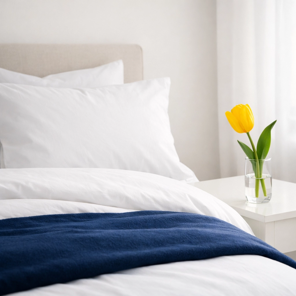 Pristine master bedroom with crisp white linens following a residential cleaning service in Hopkinton MA.