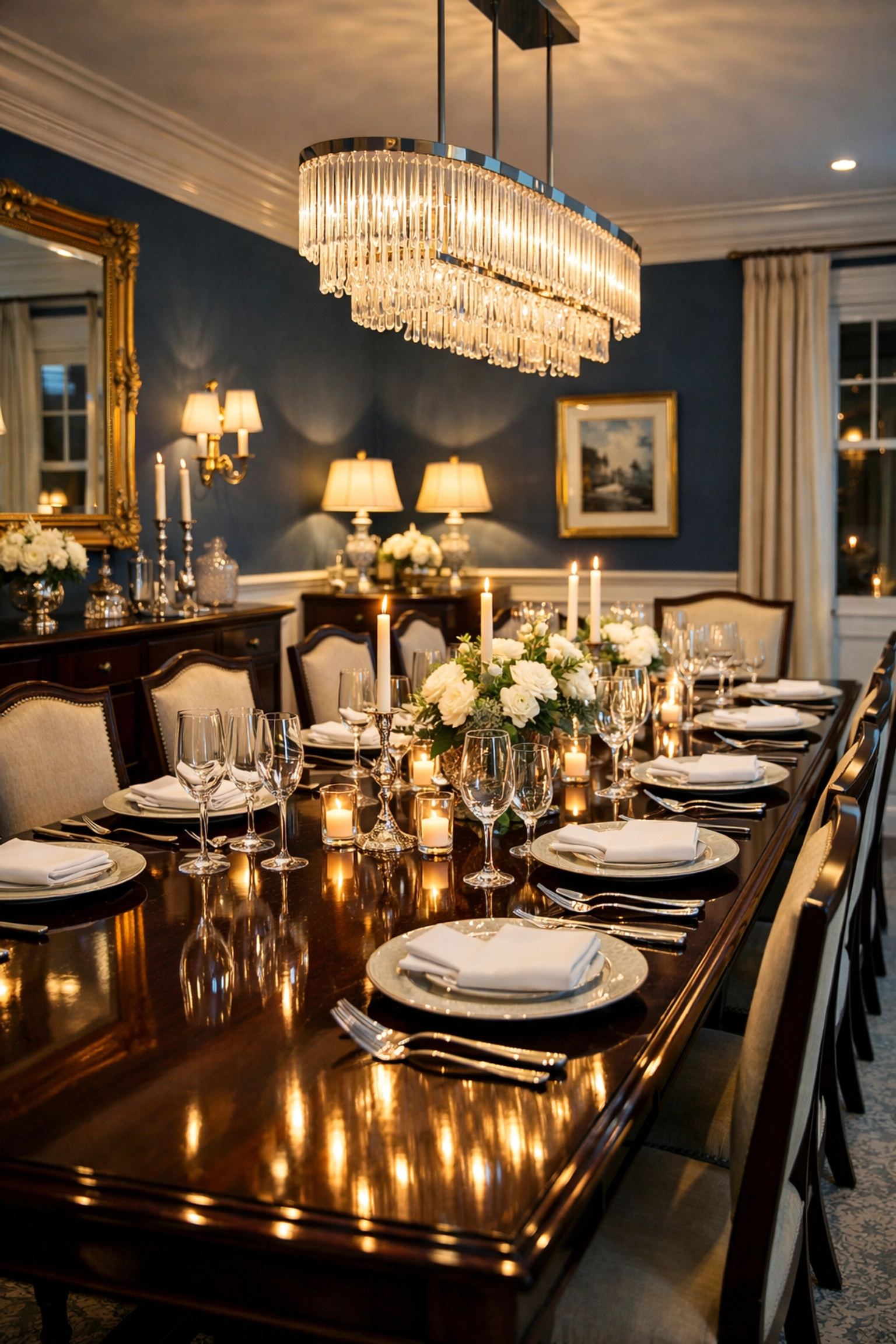 Impeccable dining room in Andover prepared for guests by elite residential cleaning professionals.