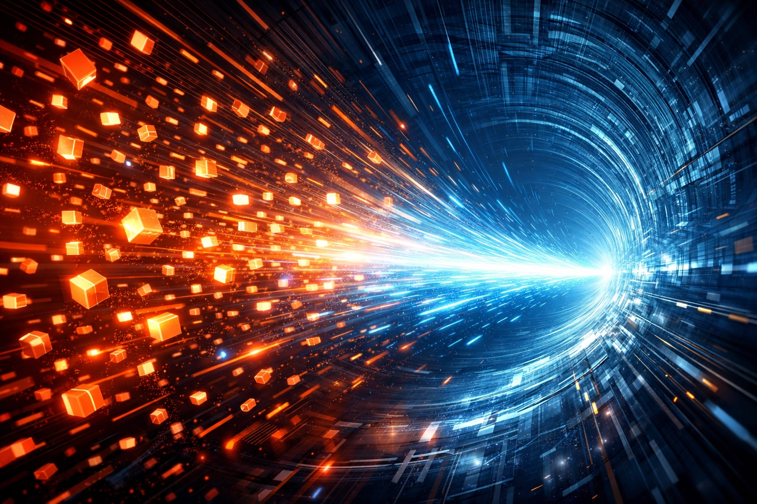 Blockchain transaction batching visualization showing reduced gas costs for merchants