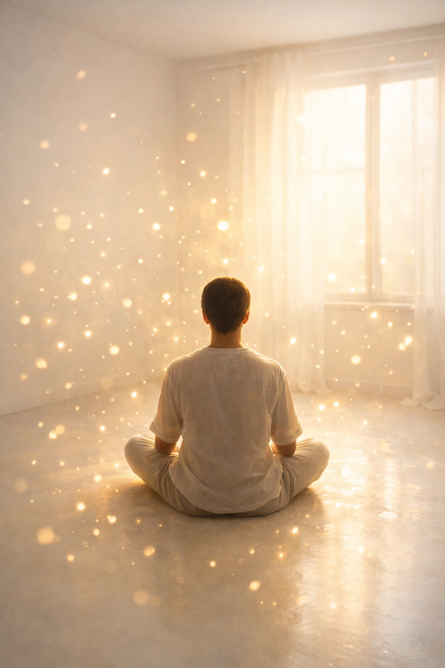 Person in peaceful prayer seeking God's presence in sacred stillness and quiet meditation