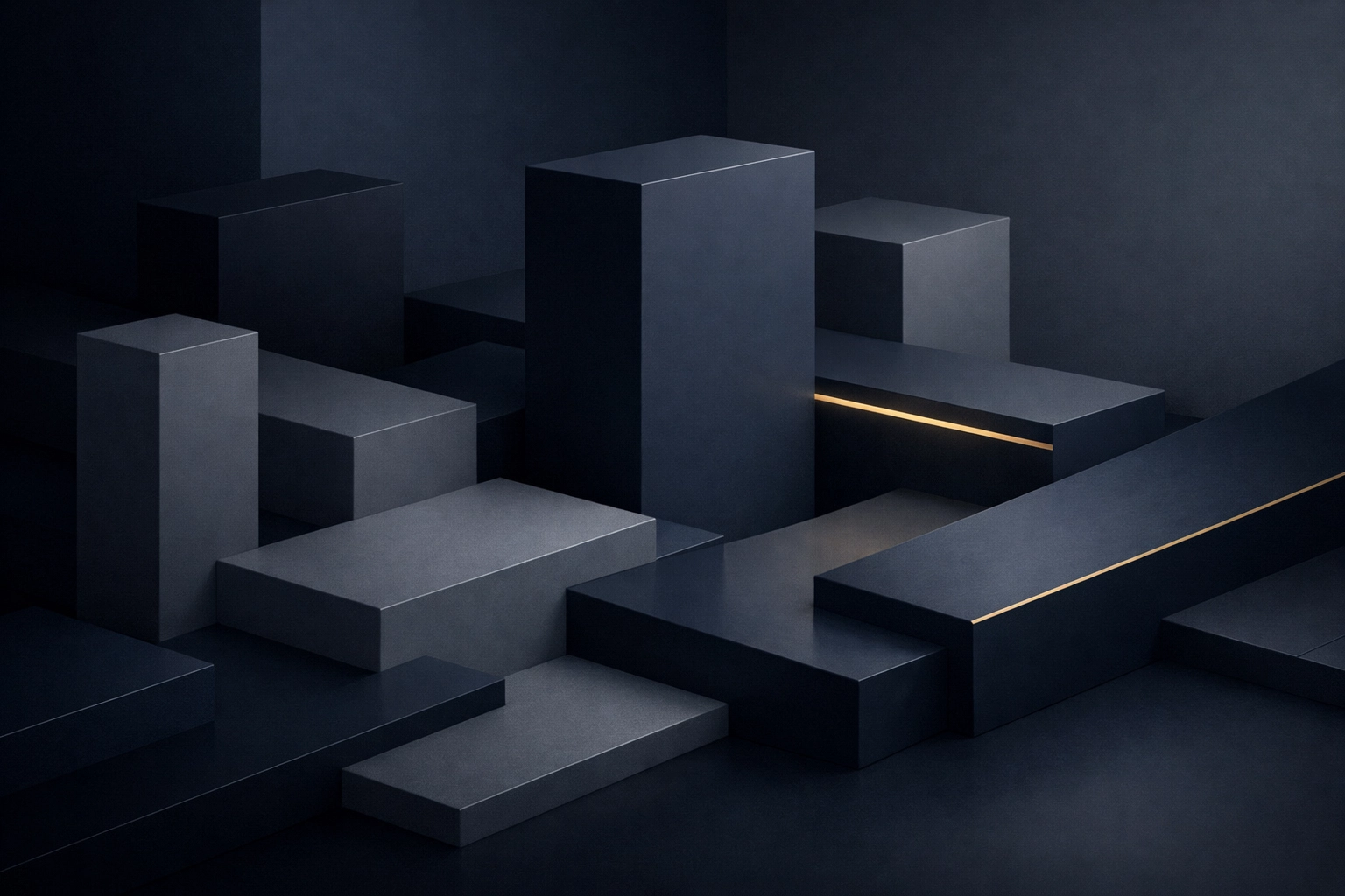 Sleek minimalist abstract geometric visual in deep navy, slate gray, and gold accents, reflecting a premium venture capital aesthetic.