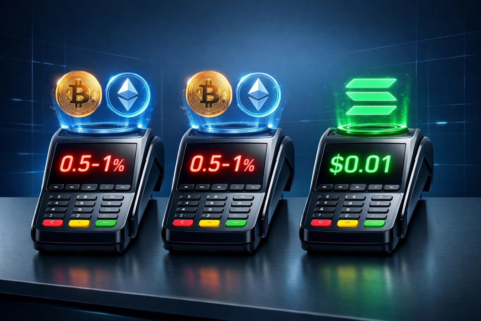 NOWPayments vs CoinPayments vs Larecoin fee comparison showing 0.5-1% fees versus $0.01 per transaction