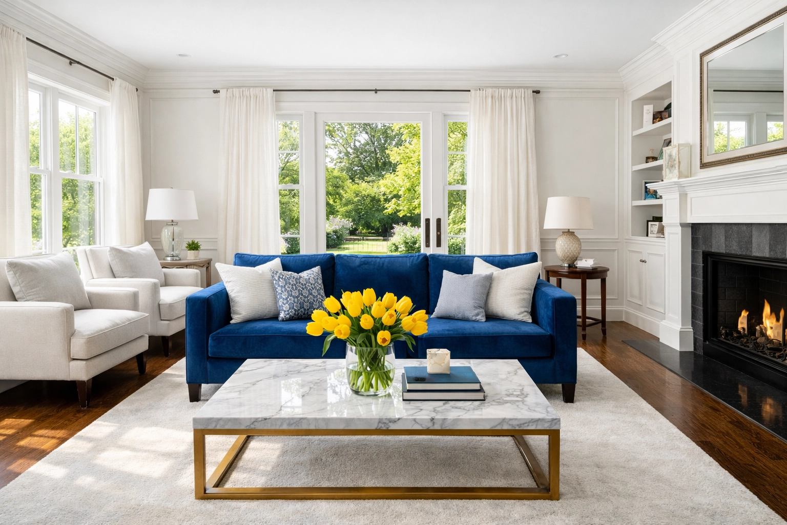 A pristine Newton MA living room after professional deep cleaning services.