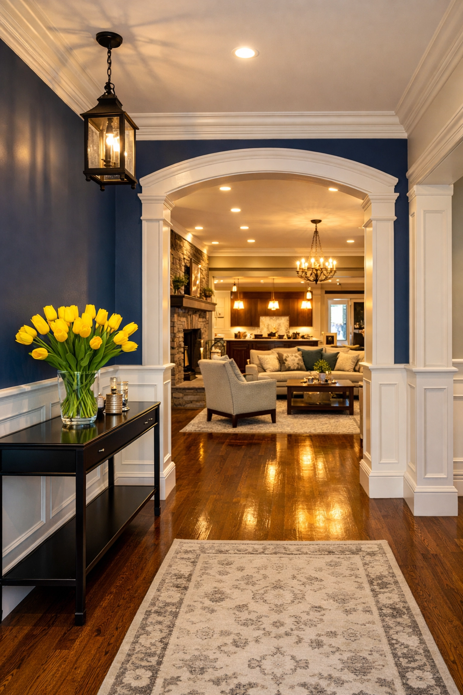 Stunning guest-ready entryway in a Winchester estate after a professional luxury house cleaning session.