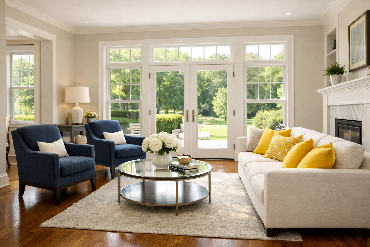 Impeccably clean living room in a Westford home showing professional house cleaning results in the MetroWest area.