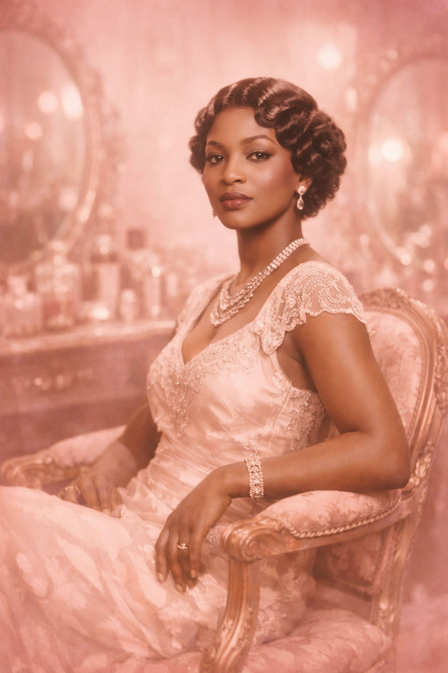 Black woman in 1920s salon chair representing early Black hair care entrepreneurship