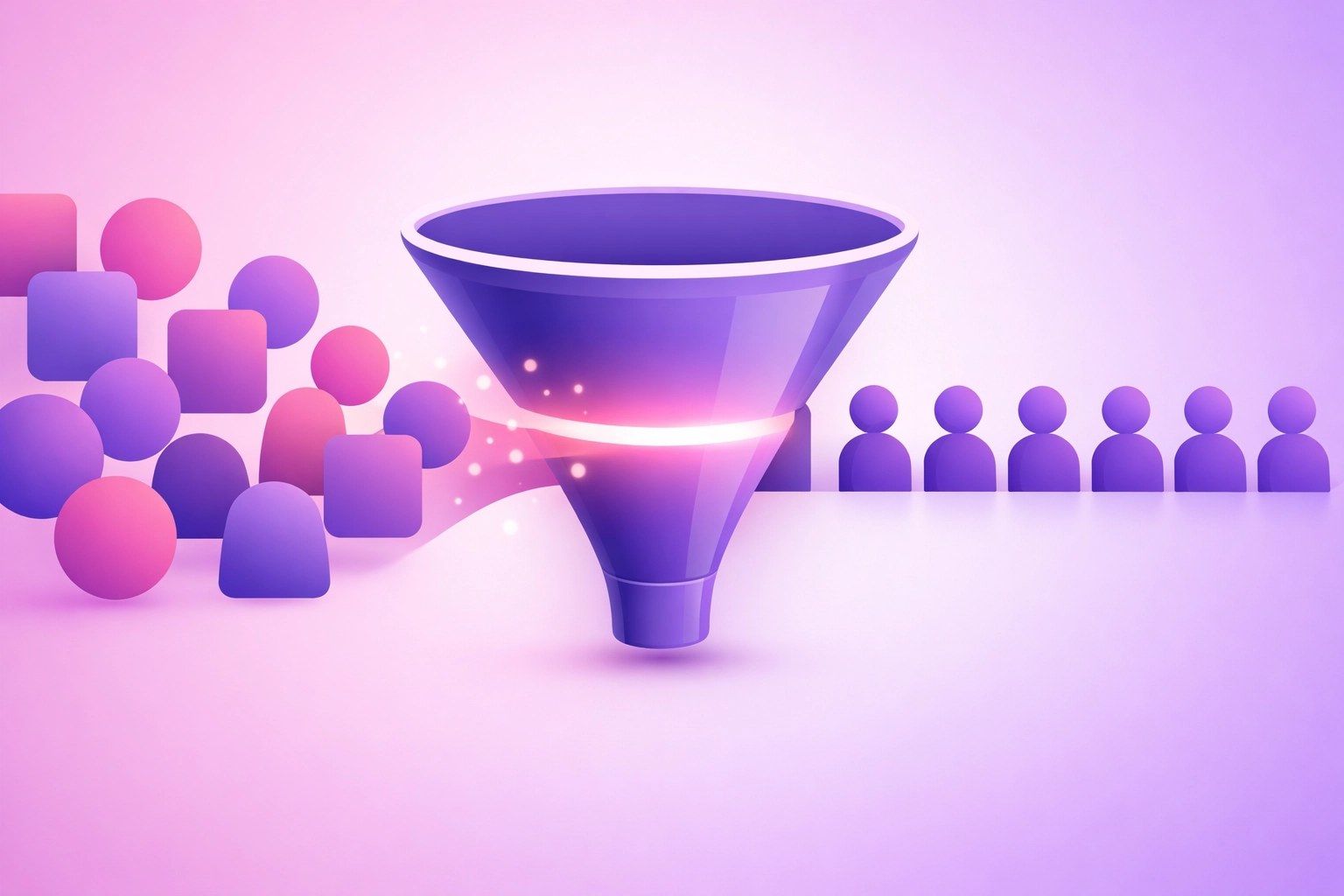 Vector art depicting algorithmic bias where a screening gate excludes diverse candidates.